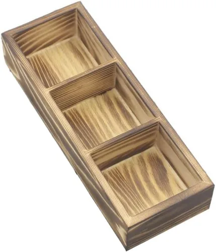 Leadigol Caja de bolsa de té de madera, organizador de cajones de 3 partes con divisores, organizador de almacenamiento de té y alimentos,