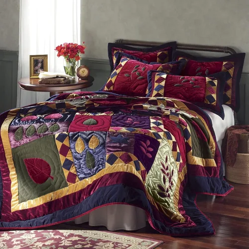 Montgomery Ward Velvet Dreams - Edredón para tamaño matrimonial/queen, lujoso, diseño de terciopelo acolchado a mano, ideal para todas las