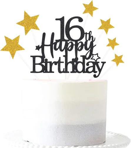 Miniatura 55 de Decoración brillante para tarta de primer cumpleaños feliz con estrella, adornos personalizados para tarta de 1 cumpleaños, decoraciones de fiesta