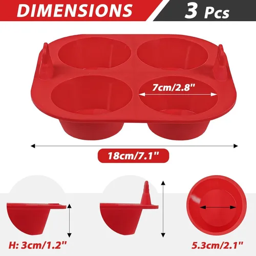 Miniatura 6 de Webake 3 piezas de molde para magdalenas de silicona para freidora de aire con 4 cavidades para freidora de aire, molde de silicona para huevos
