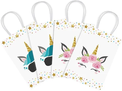 Miniatura 2 de 16 bolsas de unicornio para fiestas de cumpleaños – Bolsas de regalo para dulces para niñas y niños