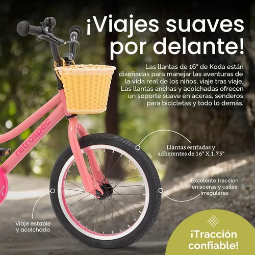 Miniatura 7 de Retrospec Koda Plus Kids Bike for Boys & Girls Ages 4-6 Years - Children's Bicycle, Adjustable Seat & Handlebars Algodón de azúcar