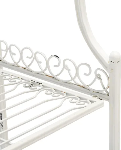 Miniatura 5 de Safavieh PAT5014B Outdoor Collection Amaris - Estante para panaderos de 4 niveles de hierro forjado blanco antiguo