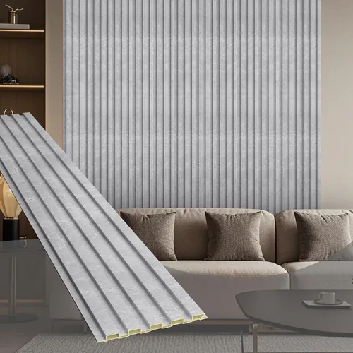 Miniatura 18 de OUZUGIE WPC Paneles de Pared de Rejilla Acústica, Paquete de 8 Paneles de Pared 3D de 114 x 6 Pulgadas para Decoración de Paredes Interiores, Sala