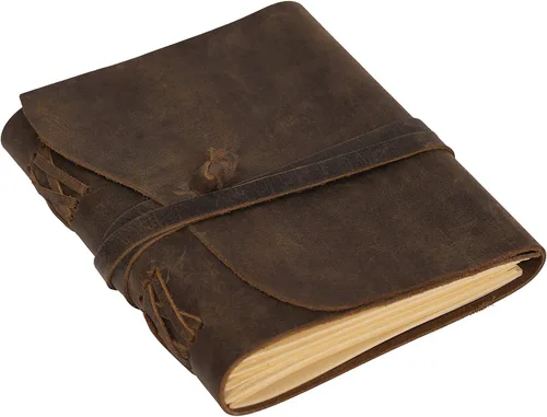 Diario de viaje de cuero, cuaderno encuadernado vintage hecho a mano para hombres y mujeres, acabado antiguo, cuero de búfalo auténtico, papel