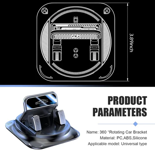 Miniatura 2 de Soporte para teléfono móvil para tablero de instrumentos, rotación de 360 grados, soporte de navegación antideslizante, bloqueo automático