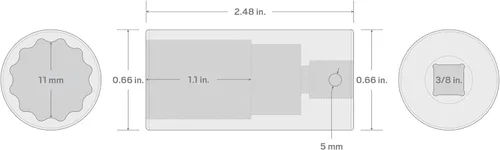 Miniatura 157 de TEKTON Encastre de 3/8 pulgadas x 0.669 in Zócalo de impacto de 12 puntos poco profundo SID12317