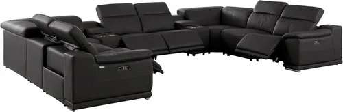Miniatura 31 de BlackJack Furniture Venice - Juego de sofá reclinable seccional de cuero italiano de grano superior de 12 piezas con 4 reclinables eléctricos