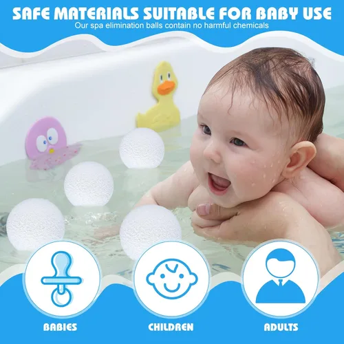 Miniatura 6 de Gerrii Paquete de 2 Bolas Absorbentes de Suciedad para Bañera de Hidromasaje de 3 Pulgadas Esponja Reutilizable para Piscina Absorbente de Aceite