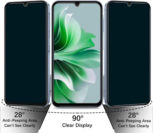 Miniatura 3 de (Paquete de 2 protectores de pantalla de privacidad para Samsung Galaxy A15 5G y Galaxy A15 de 6.5 pulgadas, vidrio templado antiespía, sin