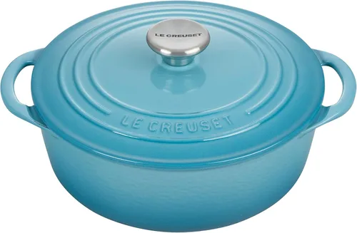 Le Creuset - Horno holandés redondo poco profundo de hierro fundido, 2.75 cuartos de galón, Caribe
