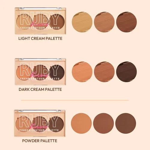 Miniatura 6 de Ruby Kisses Paleta de contornos 3 en 1 para contornos 3 en 1, ocultar, resaltar todo en uno, paleta de contorno de crema de larga duración, fácil