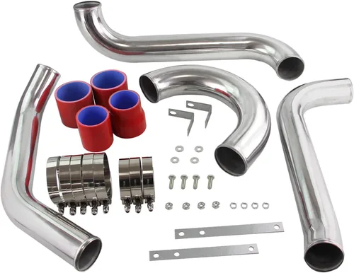 Miniatura 10 de Kit de tubos intercooler para Toyota Supra MK4 2JZ-GTE JZA80 2JZGTE Motor Twin Turbo 3.0L MKIV 1993-1998 (tubo plateado-negro)