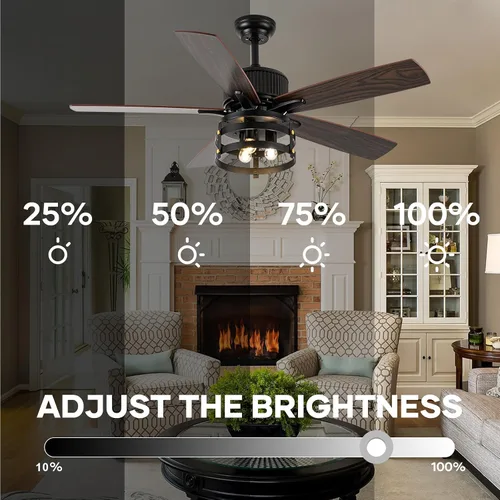 Miniatura 3 de Farmhouse Ceiling Fan with Light and Remote, 52 Inch Indoor Outdoor Ceiling Fans for Patios, Rustic Ceiling Fan with 5 Dual Finish Blades