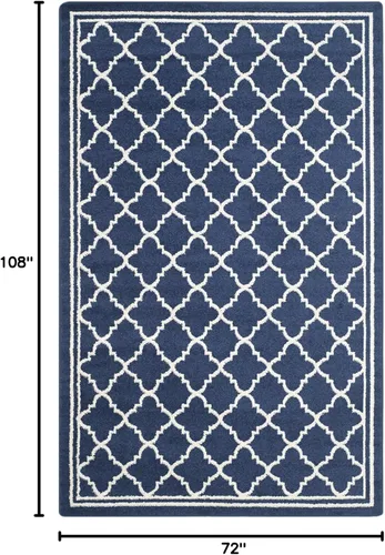 Miniatura 2 de Safavieh Amherst Collection AMT422B - Alfombra para interiores y exteriores, color gris claro y beige Azul marino/beige