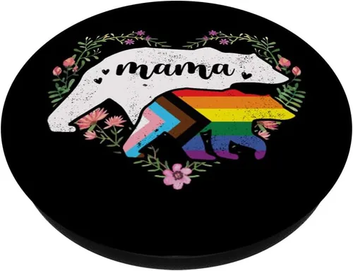 Miniatura 2 de LGBTQ Mama Bear Progress Pride Flag Gay Igualdad Derechos Rainbow PopSockets intercambiables PopGrip