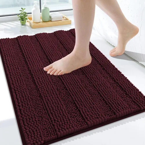 Miniatura 110 de Grandaily Alfombras de baño de felpilla a rayas de 24 x 16 pulgadas, extra gruesas y suaves, absorbentes, parte trasera de goma, alfombra de ducha