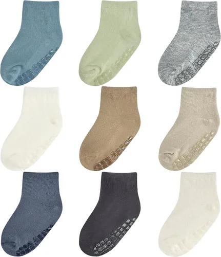 Miniatura 7 de Calcetines de media altura con agarres para bebés (9 pares) para niños pequeños de 0-7 años