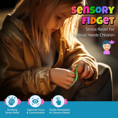 Miniatura 5 de UpBrands Paquete de 30 pulseras antiestrés con cremallera para niños, juguetes sensoriales para recompensas de aula, recuerdos de fiesta y rellenos