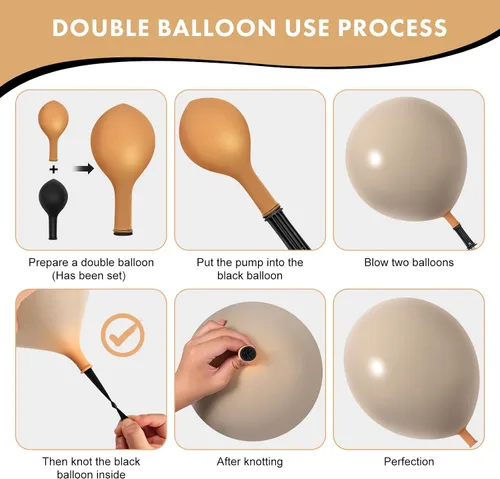 Miniatura 3 de IHEPYQ Globos bronceados de doble relleno, guirnalda marrón nude, albaricoque, diferentes tamaños, kit de arco de globos neutros para oso