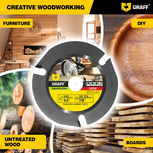 Miniatura 9 de GRAFF SPEEDCUTTER - Disco de tallado de madera de 4 ½ para amoladora angular, hoja de sierra circular para cortar, esculpir y dar forma, eje de 7/8