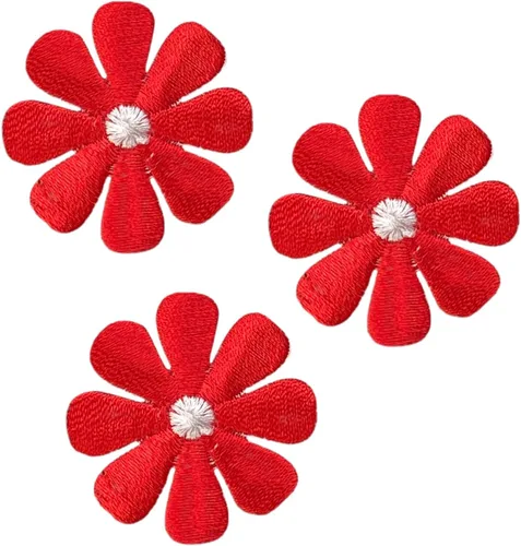 Miniatura 10 de Parche para planchar con margarita, flor, bordado, (1 pulgada azul cian, 1 unidad)