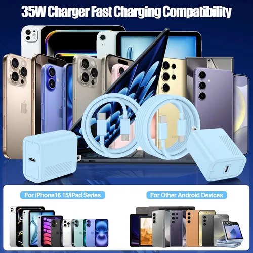 Miniatura 7 de Cargador súper rápido tipo C de 45 W para Samsung Galaxy S25/S24/S23 Ultra, cargador de teléfono USB C Android con cables tipo C de 6 pies/10 pies