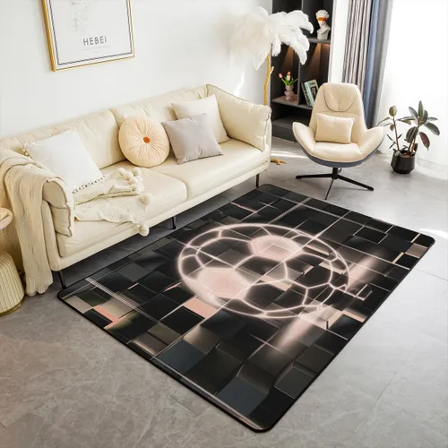 Miniatura 31 de Erosebridal Tapete de fútbol para interiores de 3 x 5 pulgadas, alfombra de fútbol neón para niños, adolescentes, hombres, brillantes, geométricas