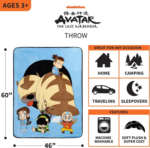 Miniatura 3 de Franco Ropa de cama de felpa suave para niños, manta de micro raschel, 46 x 60 pulgadas, Avatar The Last Airbender