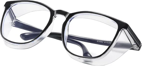 Miniatura 38 de Gafas de seguridad para enfermeras, gafas protectoras – Antivaho marco cuadrado elegante gafas transparentes para mujeres y hombres C16-negro Gery