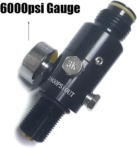 Miniatura 5 de Válvula reguladora de tanque de aire comprimido CO2 Aopkeo 5/8"-18UNF o M18*1.5 Entrada 4500psi para Paintball Airsoft PCP 1800psi Ouput