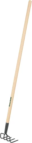 Truper GreenBuilt Cultivador soldado de 4 dientes, mango de madera dura encerada de alta calidad, herramienta de aireación y deshierbe de alta