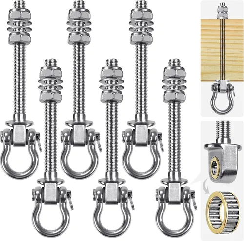 Miniatura 9 de SELEWARE Perchas de columpio resistentes con rodamientos, paquete de 6 – Accesorios de columpio de acero inoxidable para patio y parque infantil