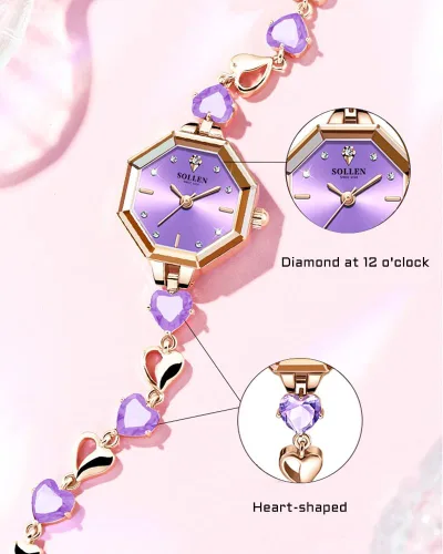 Miniatura 4 de SOLLEN Reloj de cuarzo para mujer, relojes analógicos de cuarzo de moda impermeables para mujer