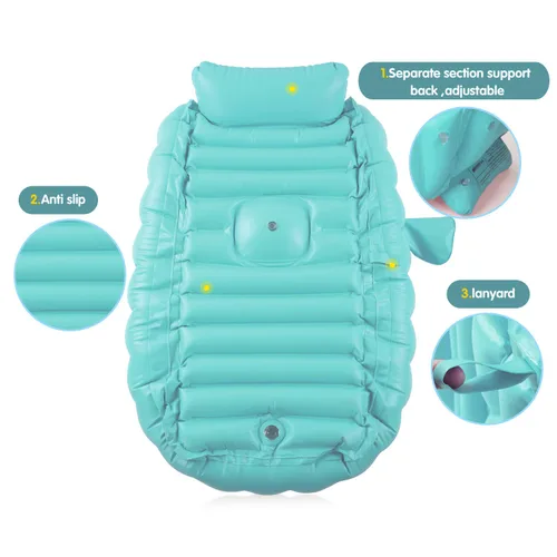Miniatura 6 de Bañera inflable para bebé con bomba de aire, bañera para bebé, bañera para niños pequeños, lavabo de ducha plegable para recién nacido, bañera