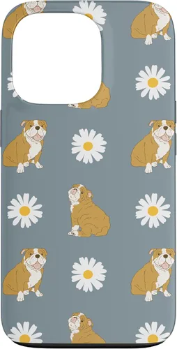 Miniatura 10 de Funda para iPhone 11 Pro English Bulldog and Daisy Flower Pattern Dusty Blue