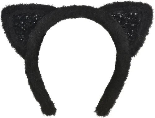 Diadema negra con orejas de gato (1 unidad), perfecta para amantes felinos elegantes, fiestas de Halloween, cosplay y uso diario