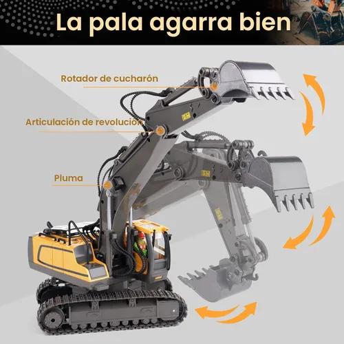 Miniatura 7 de PREPOP Camión volquete RC para niños, camión de construcción a control remoto con cama de metal, luces y sonidos, para niños de 6 a 10 años