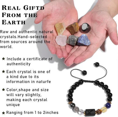 Miniatura 3 de GolbalJew Juego de regalo de cristales de Sagitario, signos del zodiaco, piedras de nacimiento de cristales curativos con caja de horóscopo, pulsera