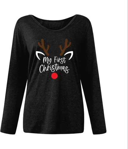 Miniatura 3 de Camisetas de manga larga para mujer, con cuello redondo, holgada, con hombros caídos, suéter de invierno