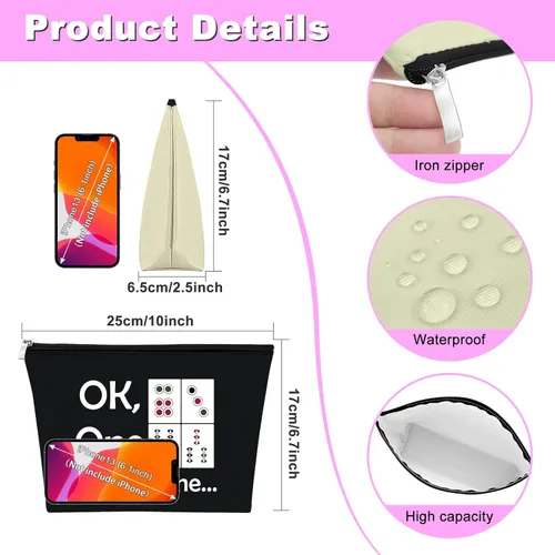Miniatura 2 de Mxrymvu 2 bolsas de maquillaje Mahjong para niñas, regalo para amantes de Mahjong, bolsa de cosméticos, regalo de jubilación, regalo divertido