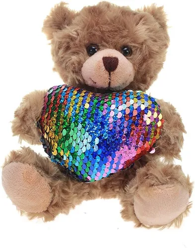 Miniatura 14 de Plushland Oso de Peluche Mocha Corazón - Sé Mío - Oso de Peluche para Niños y Adultos - Almohada de Corazón Bordado - Marrón - 6 pulgadas