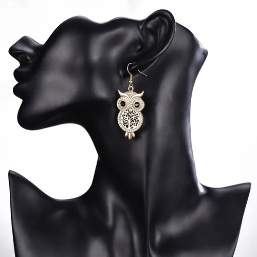 Miniatura 3 de Pendientes de gota con diseño de búho con cristales de circonita cúbica para mujeres y niñas Pendientes colgantes de animales de diamante
