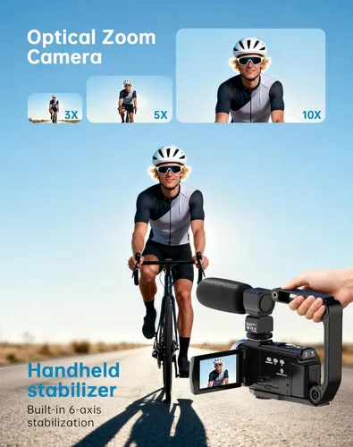 Miniatura 6 de Cámara de video 5K 48MP UHD WiFi Vlogging Cámara para YouTube, zoom óptico 10X 3.0 pulgadas, pantalla táctil IPS Cámara digital antivibración