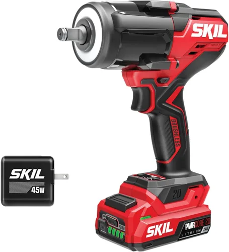 Miniatura 9 de SKIL PWR CORE 20 Kit de llaves de impacto de par medio de 20 V 1/2 pulgadas sin escobillas que incluye batería de 4.0 Ah y cargador automático