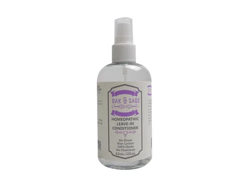 OAK & SAGE Acondicionador homeopático sin enjuague, sin perfume, 8 onzas, 100% hierbas, sin enjuague, sin alcohol, sin productos químicos, para todo