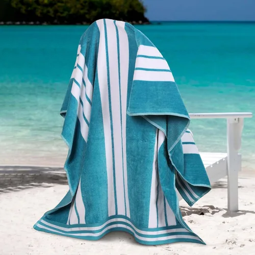 Miniatura 42 de Superior Juego de toallas de playa de algodón de gran tamaño de 4 piezas, toallas absorbentes para baño, playa, piscina, natación, adultos, niños