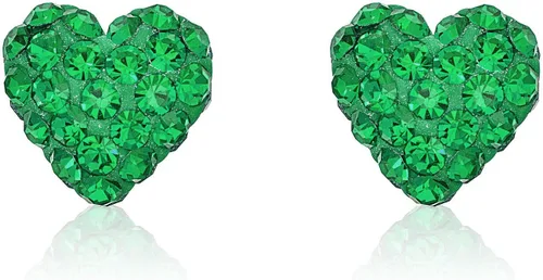 Miniatura 10 de AVORA Aretes de oro amarillo de 10 quilates de 0.315 in con cristales Swarovski