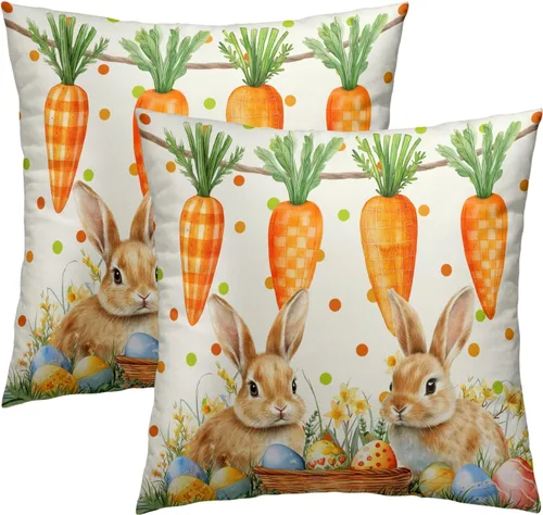 Miniatura 37 de Giwawa Juego de 2 fundas de almohada de calabaza otoñal de 16 x 16 pulgadas, fundas de cojín de algodón de madera de girasol para sofá, patio