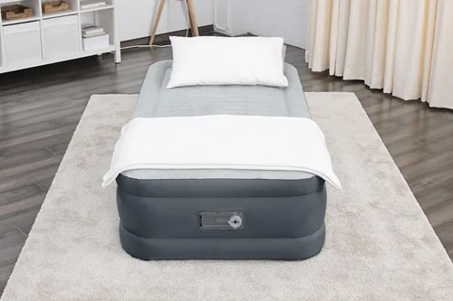 SleepLux Colchón de aire tamaño individual | Parte superior cómoda súper suave, protector resistente extra duradero con almohada incorporada | Cama